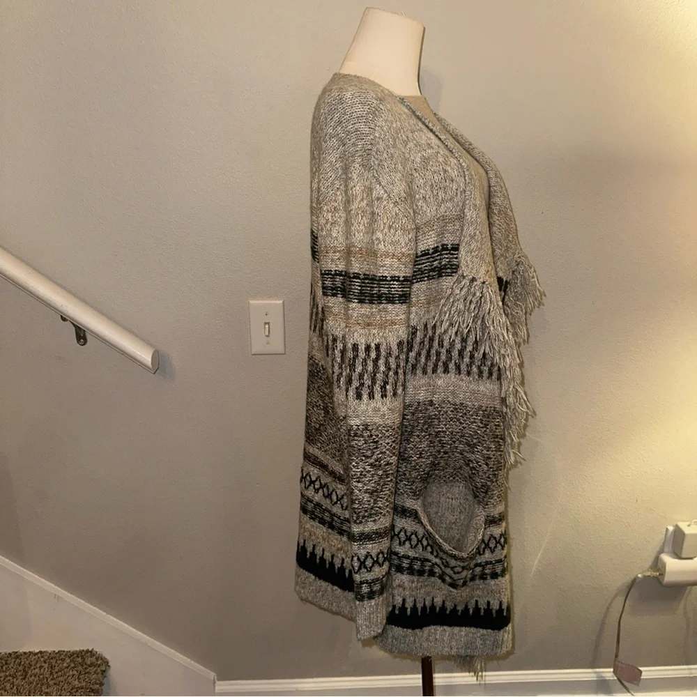 CAbi Gray and Black Patterned Cardigan